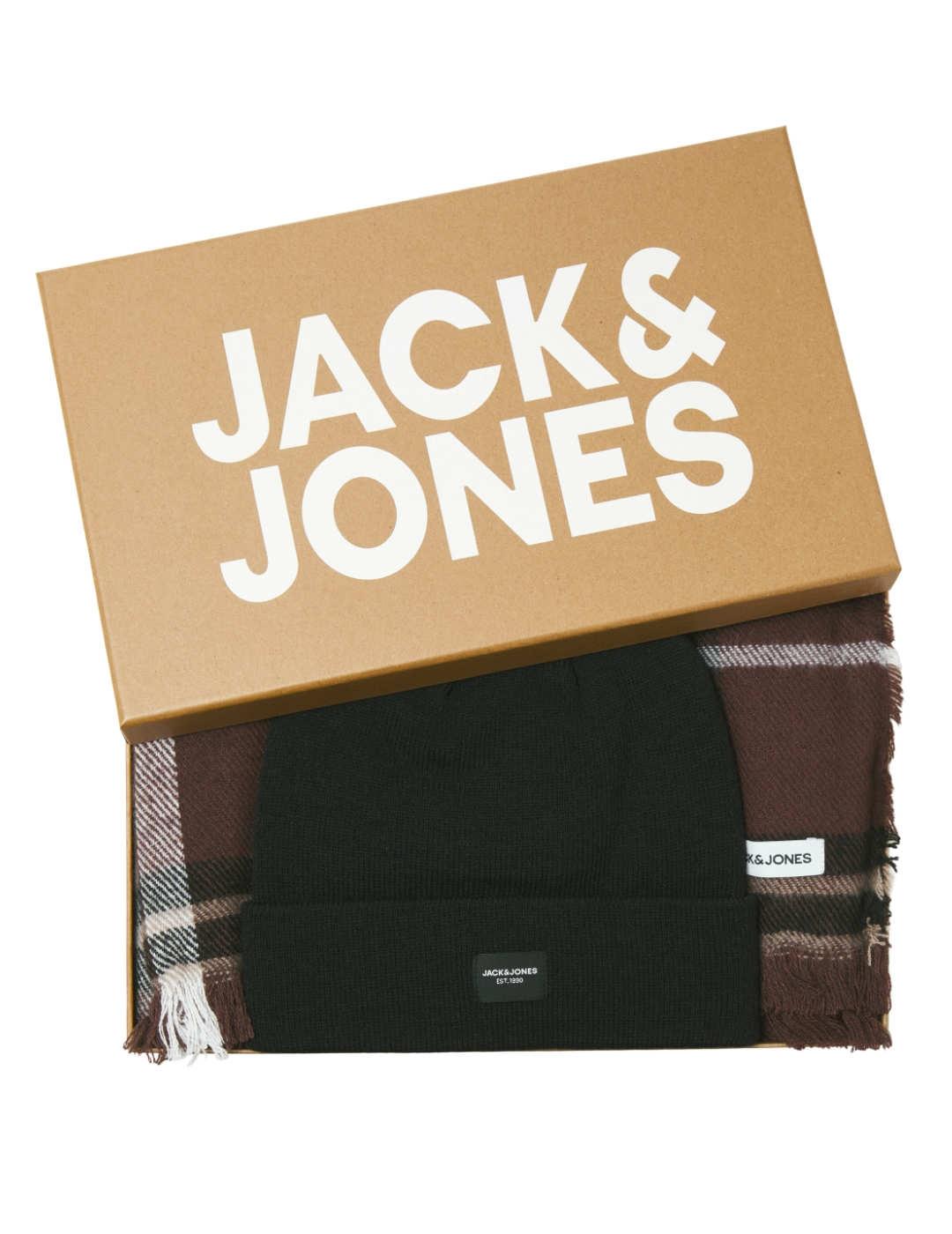 Pack Bufanda y gorro Jack&Jones Frost marrón para hombre