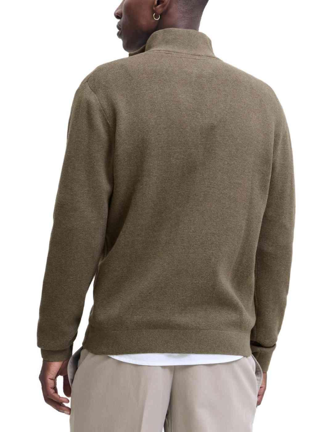 Jersey Jack&Jones Milano marrón cremallera para hombre