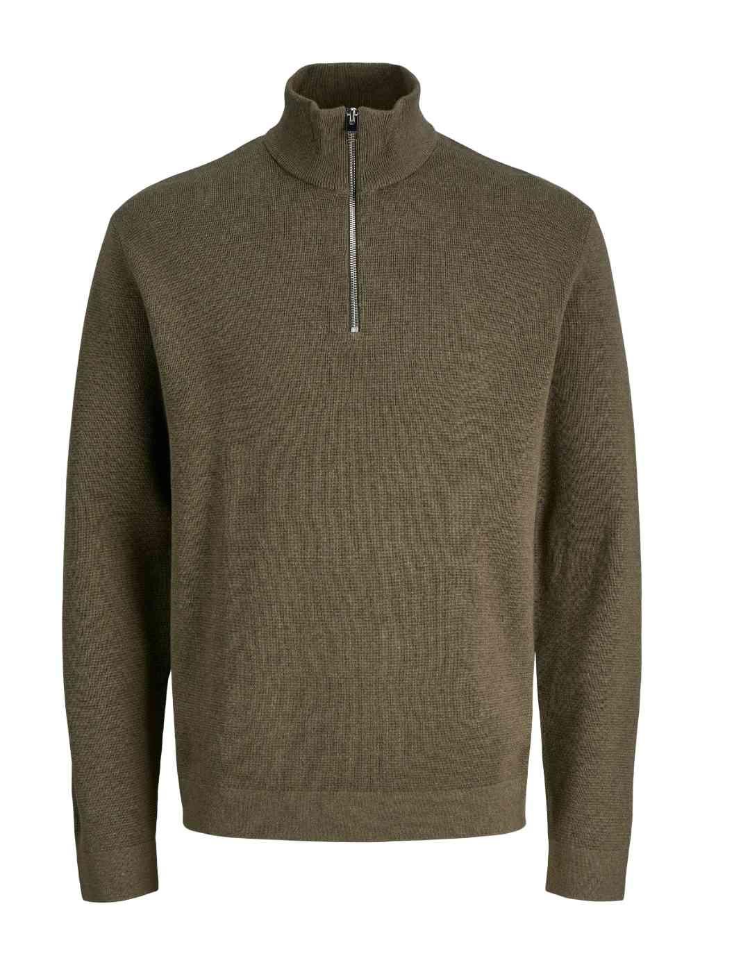 Jersey Jack&Jones Milano marrón cremallera para hombre