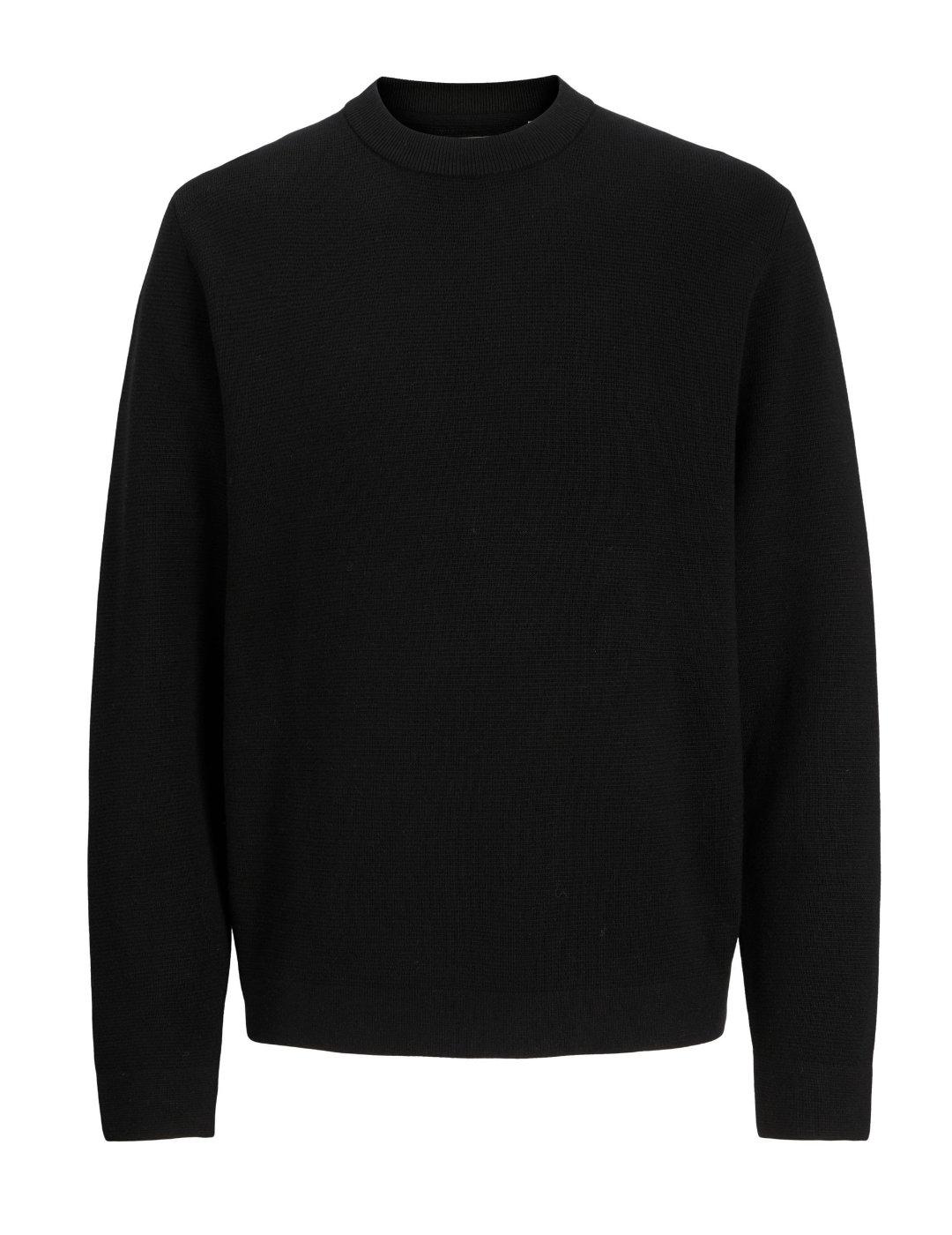 Jersey Jack&Jones Milano negro cuello perkins de hombre