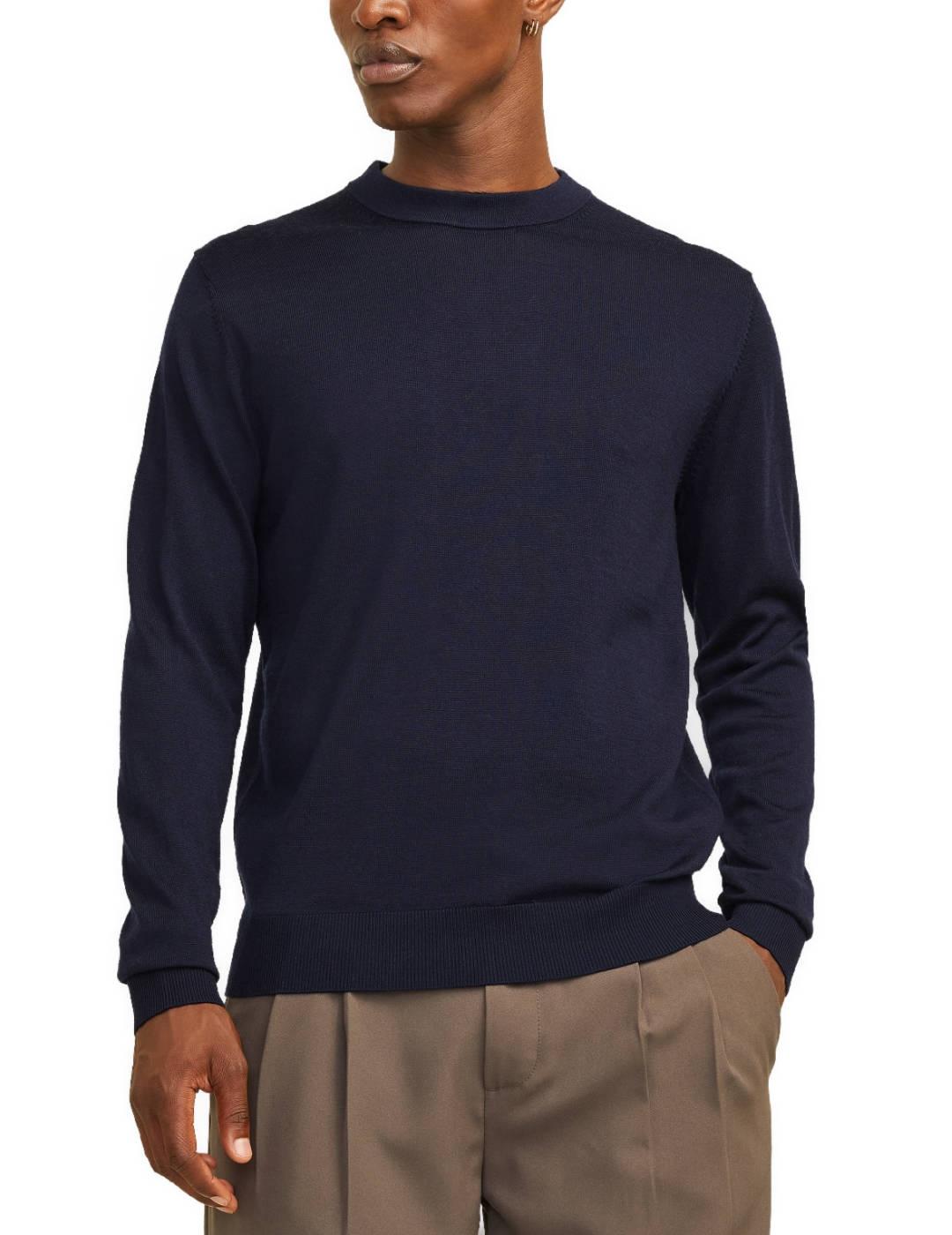 Jersey Jack&Jones Milano marino cuello perkins de hombre