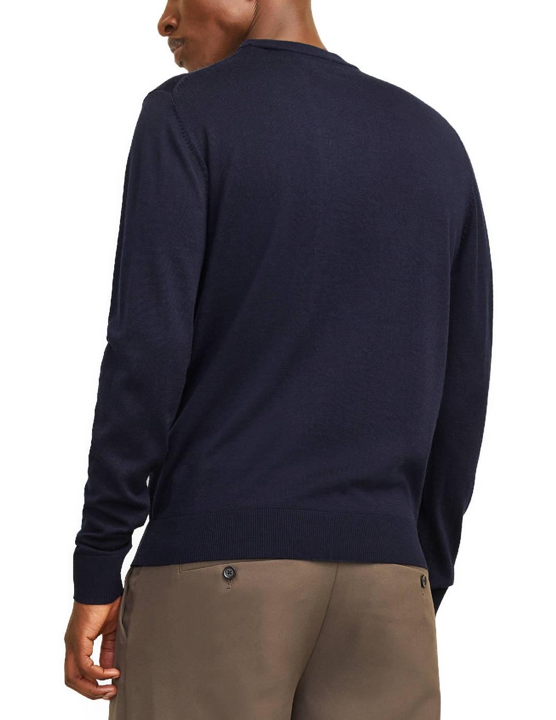Jersey Jack&Jones Milano marino cuello perkins de hombre