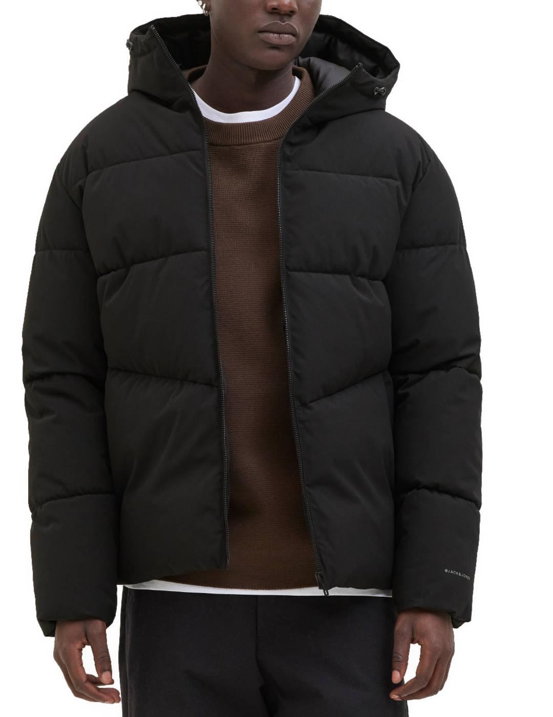 Plumas Jack&Jones Global negro con capucha para hombre