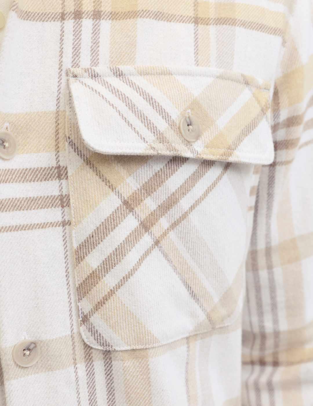 Camisa Jack&Jones Prayle crema cuadros cierre botones hombre