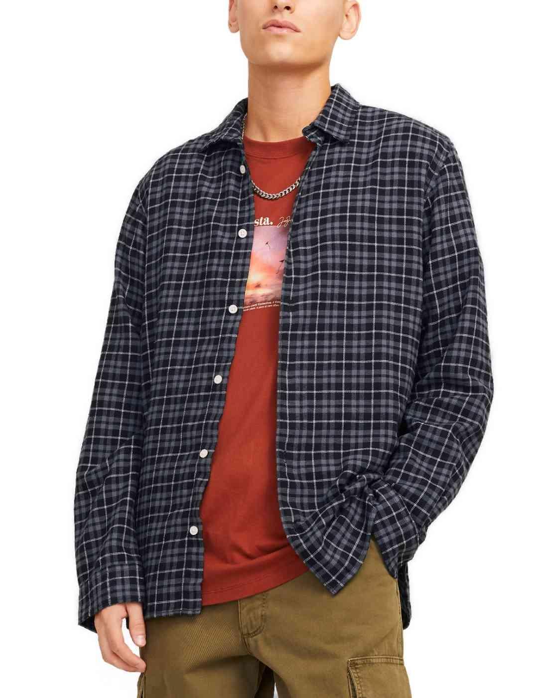 Camisa Jack&Jones Joshua negra cuadros para hombre