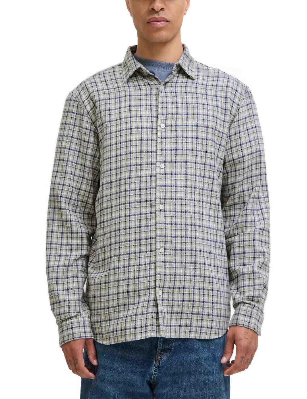 Camisa Jack&Jones Joshua azul y verde de cuadros para hombre