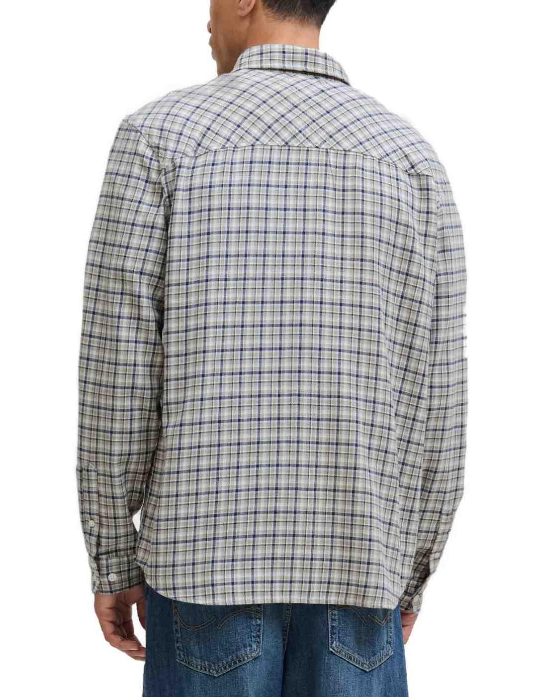 Camisa Jack&Jones Joshua azul y verde de cuadros para hombre