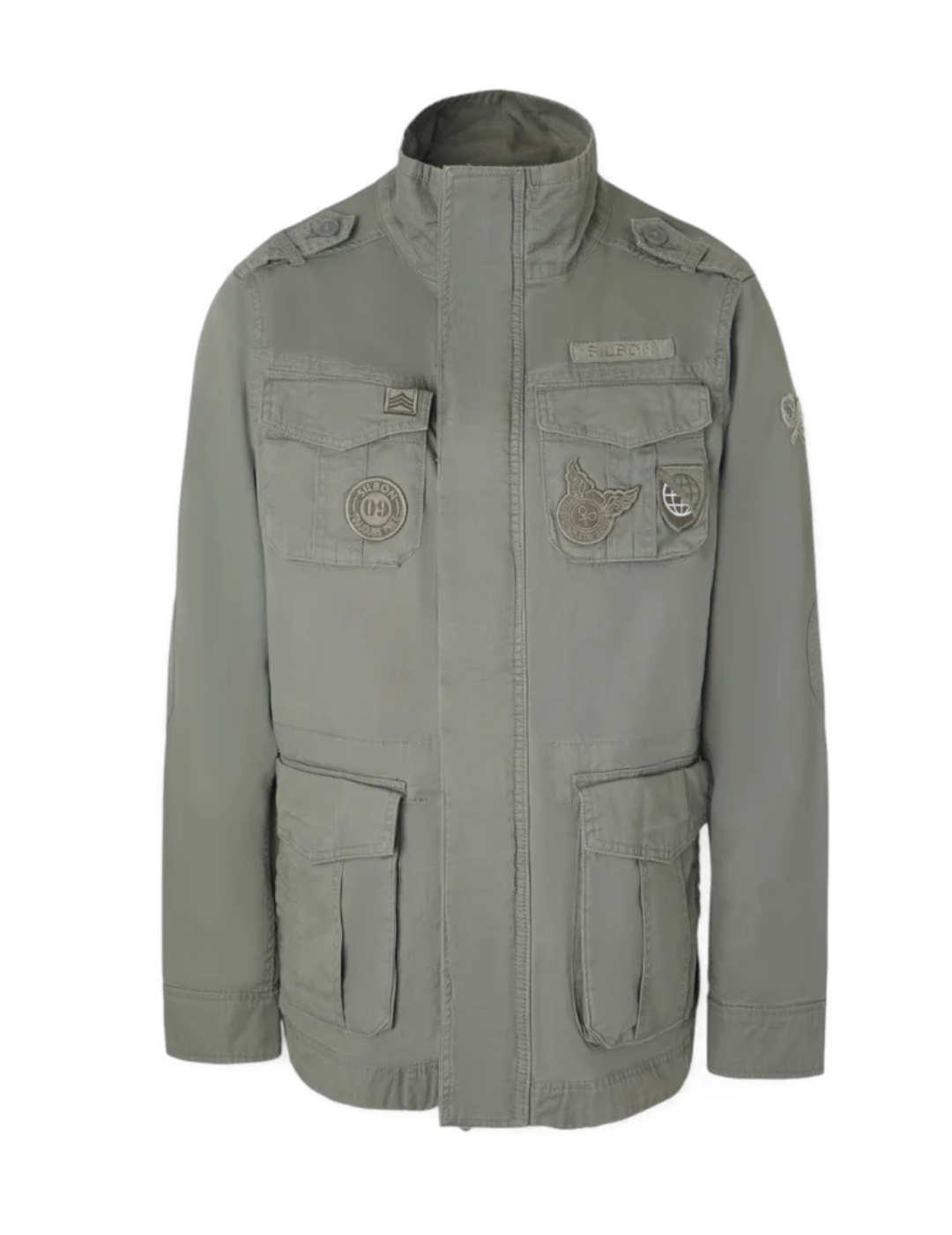 Chaqueta Silbon verde militar parches Regular fit de hombre