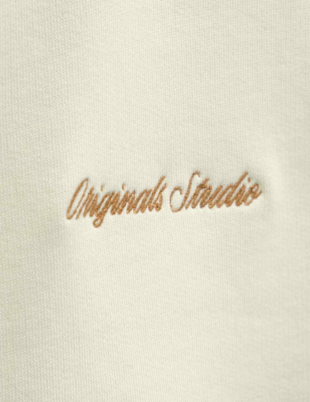 Polo Jack&Jones Norrebro beige y blanco manga larga hombre