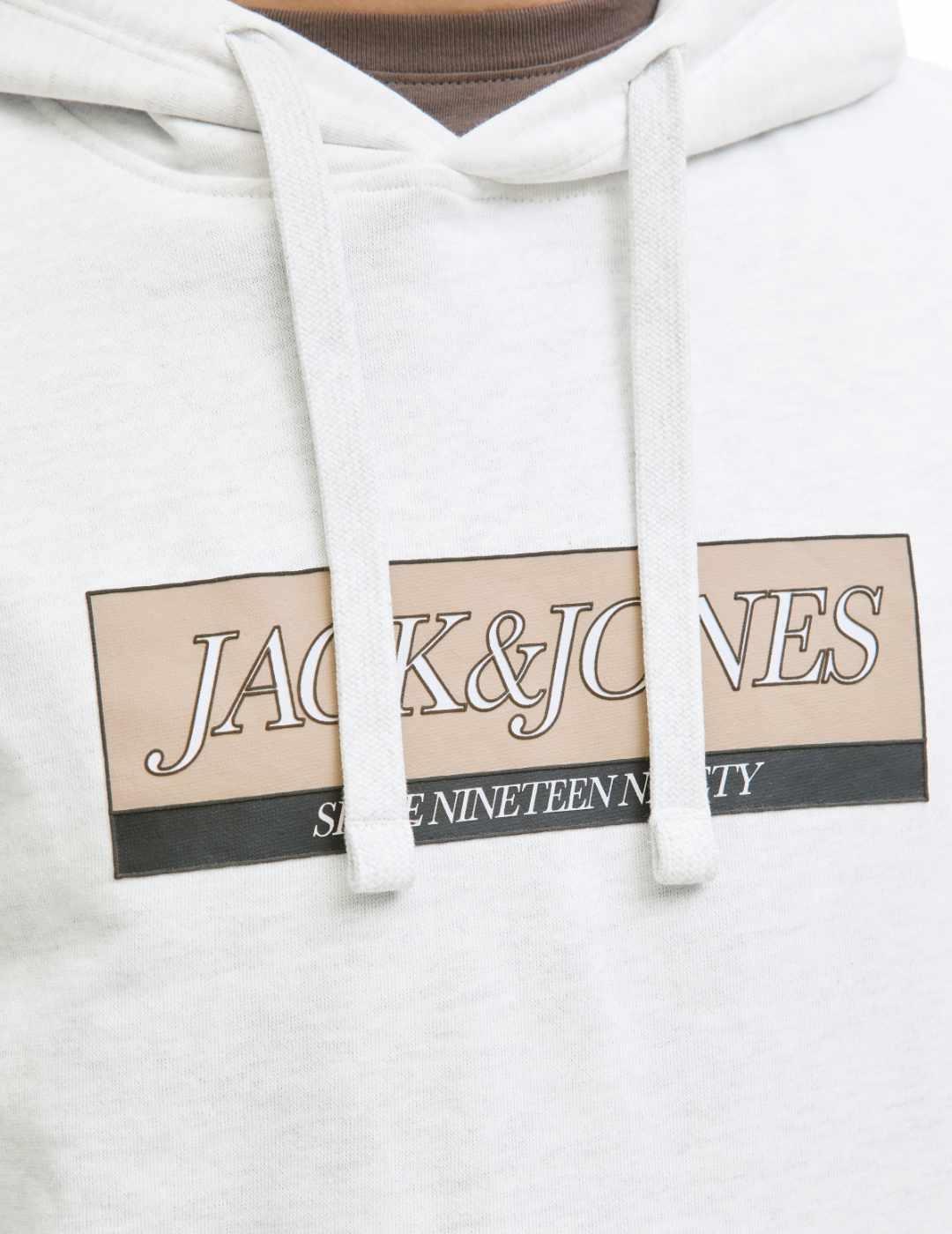 Sudadera Jack&Jones Rinwood gris con capucha logo de hombre