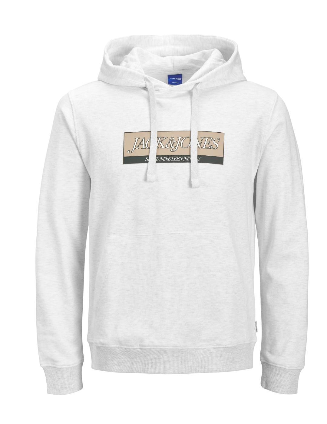 Sudadera Jack&Jones Rinwood gris con capucha logo de hombre