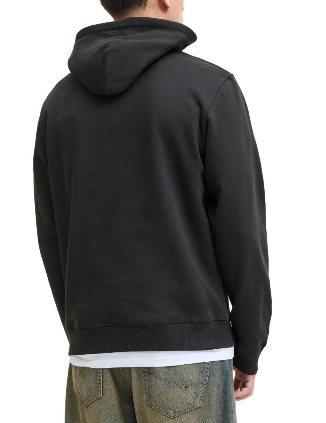 Sudadera Jack&Jones Rinwood negro logo con capucha de hombre