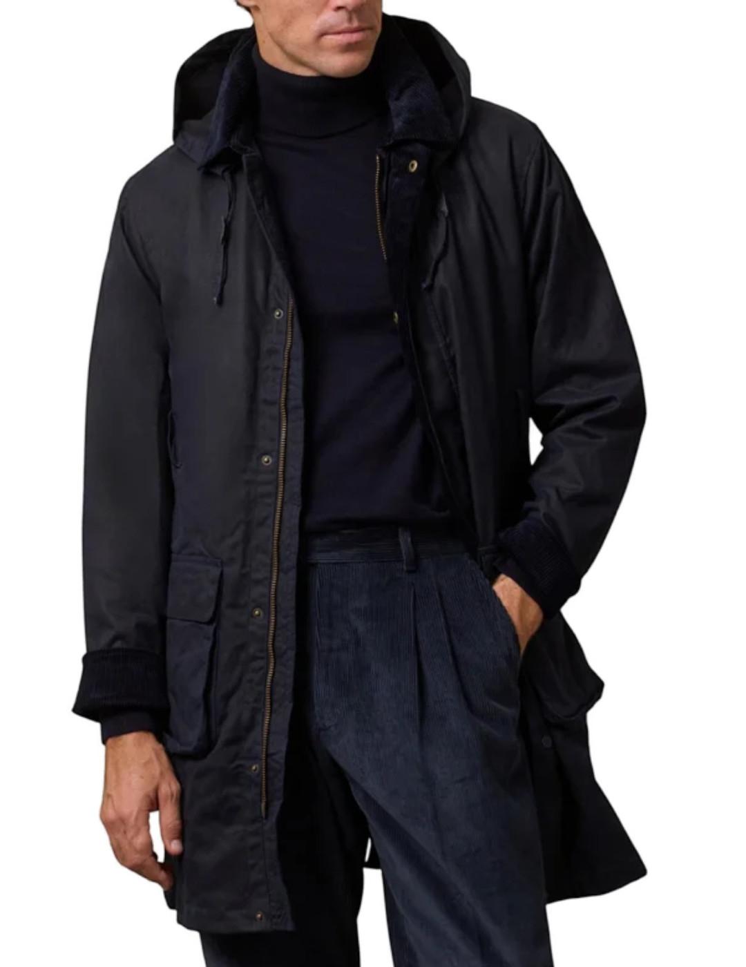 Abrigo Silbon largo encerado corte recto azul marino hombre