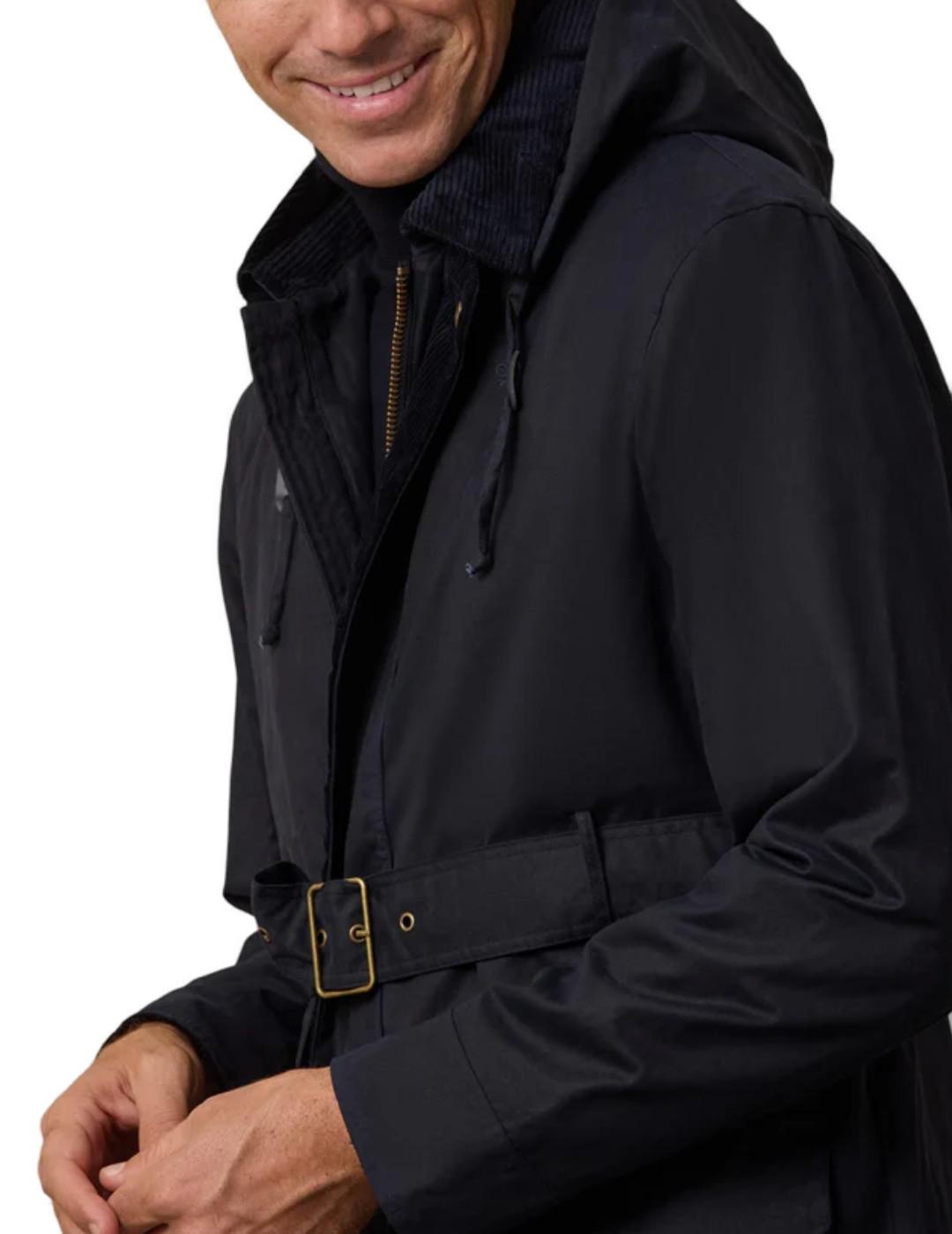 Abrigo Silbon largo encerado corte recto azul marino hombre