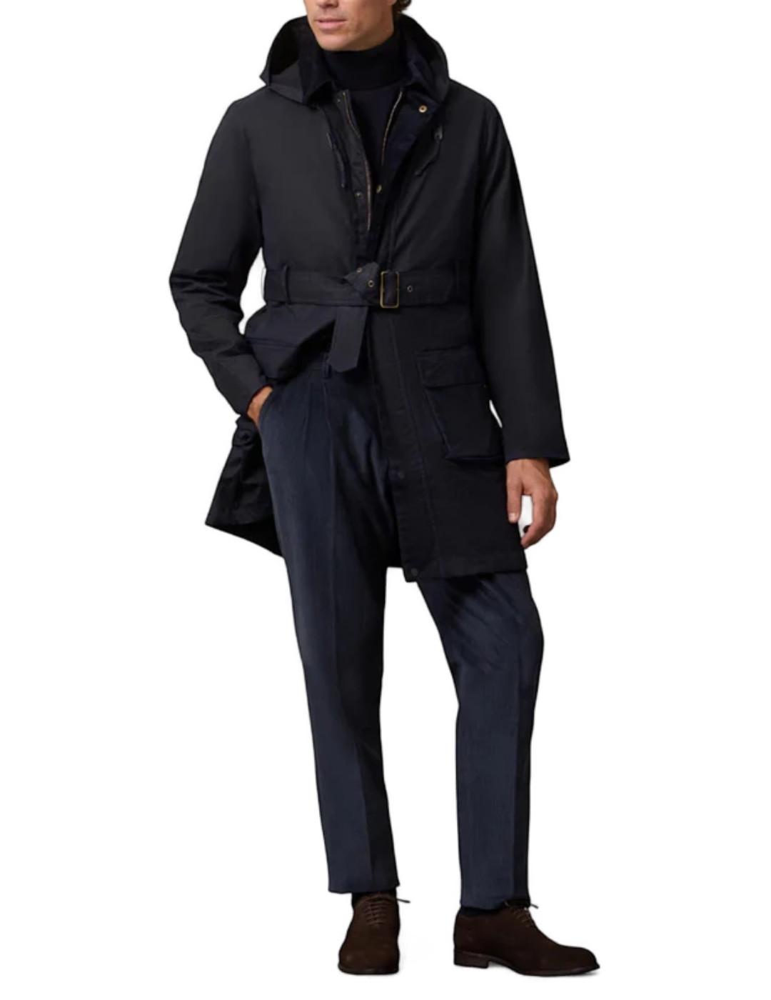 Abrigo Silbon largo encerado corte recto azul marino hombre