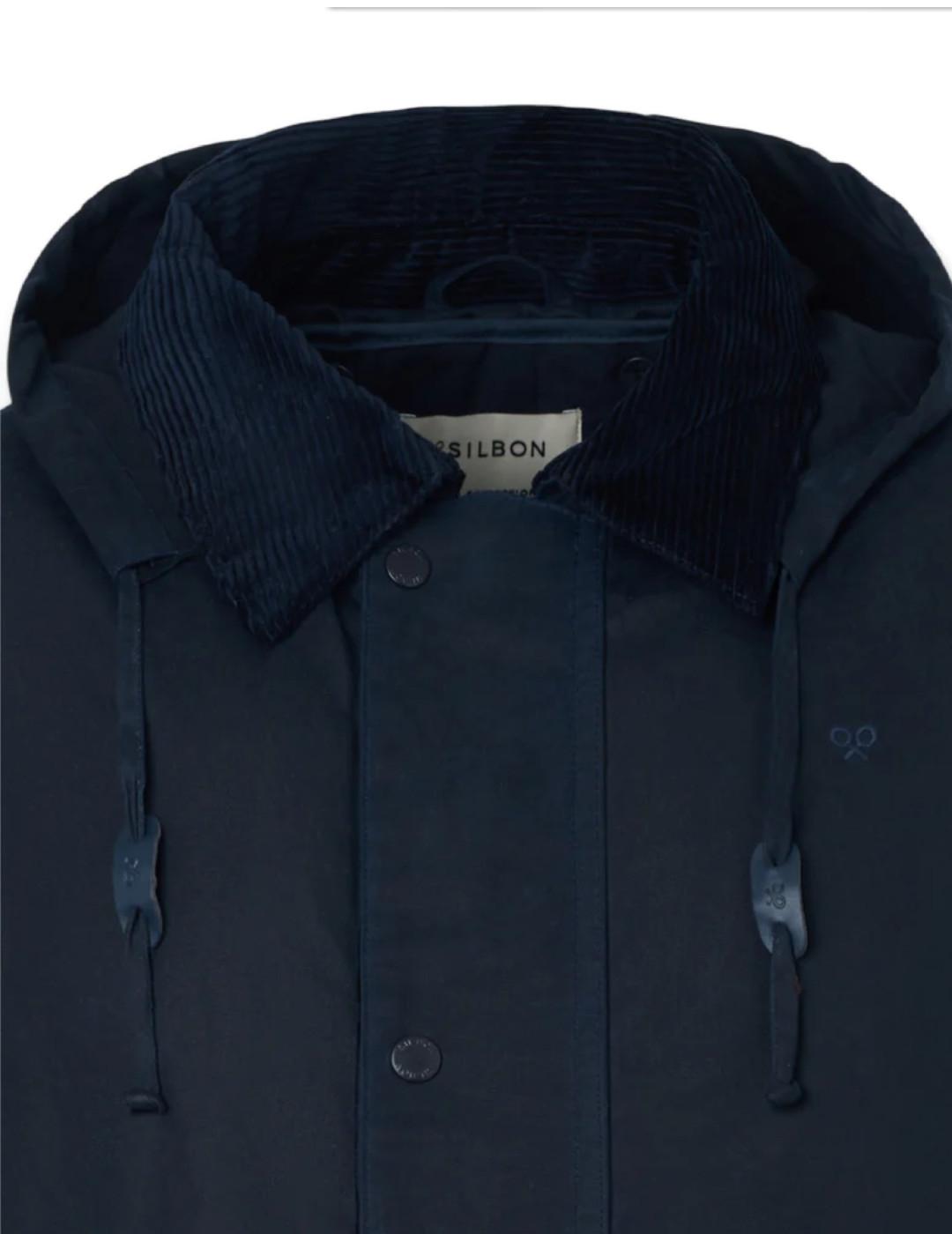 Abrigo Silbon largo encerado corte recto azul marino hombre