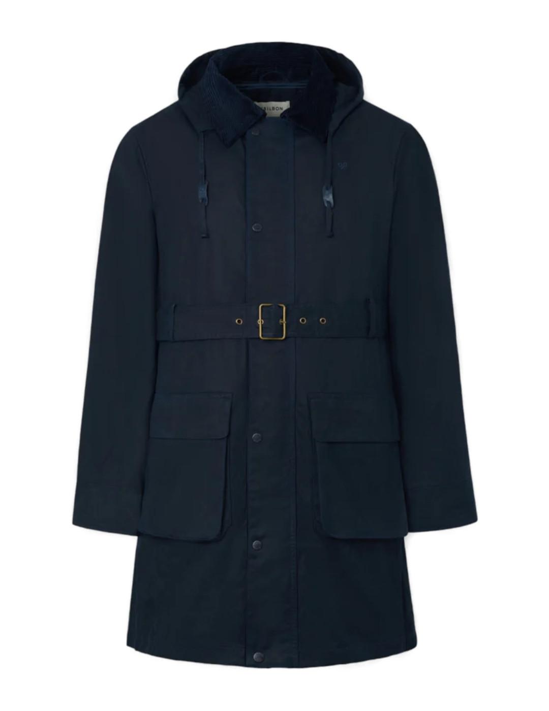 Abrigo Silbon largo encerado corte recto azul marino hombre