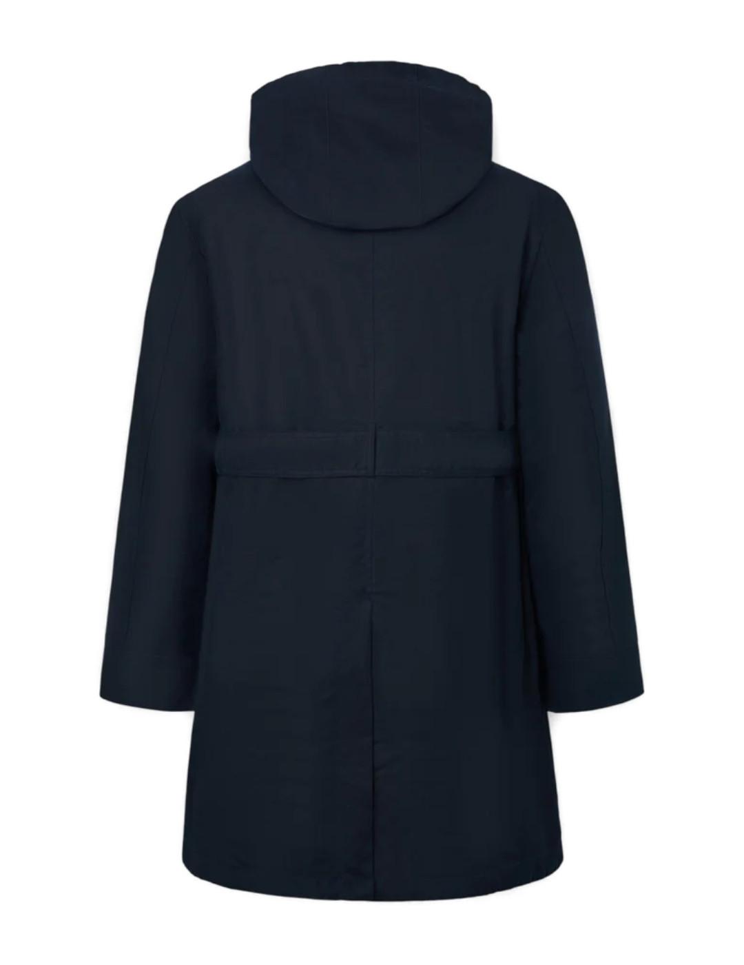 Abrigo Silbon largo encerado corte recto azul marino hombre