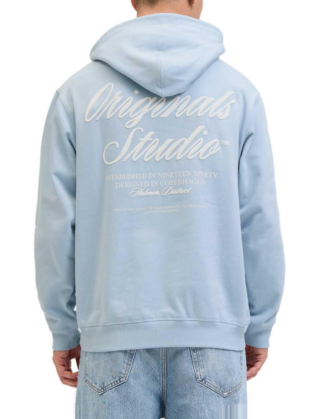 Sudadera Jack&Jones Norrebro celeste con capucha de hombre