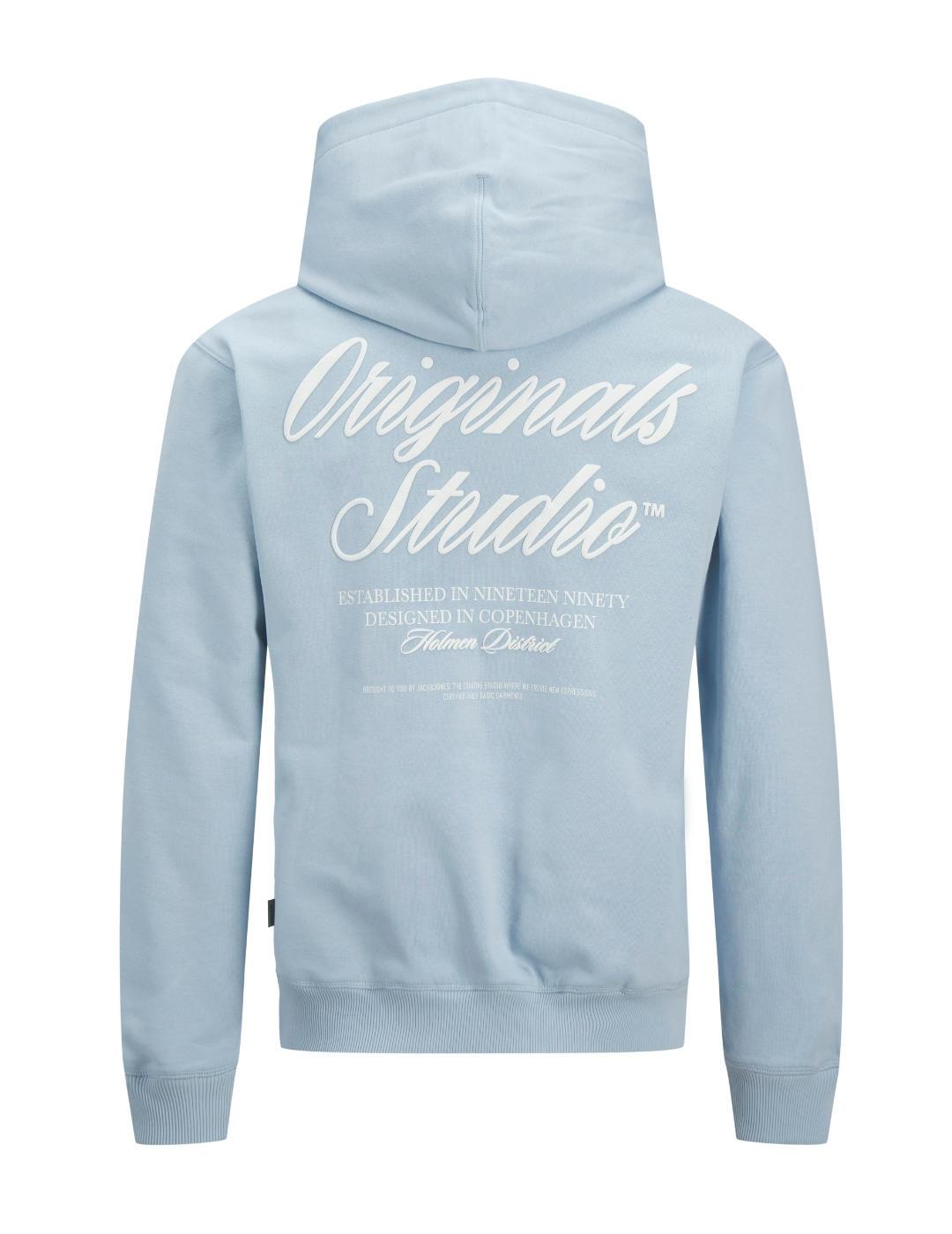 Sudadera Jack&Jones Norrebro celeste con capucha de hombre