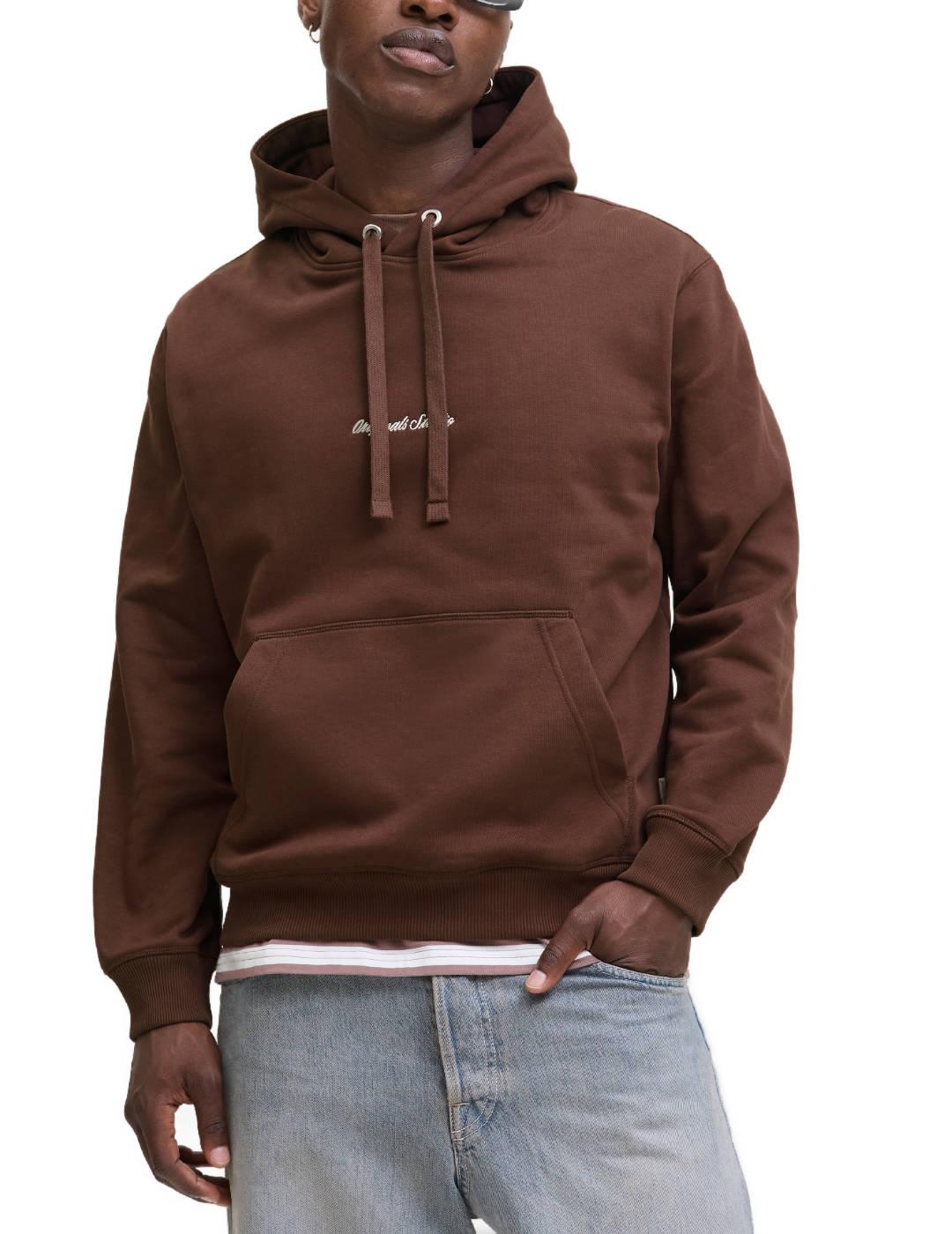 Sudadera Jack&Jones Norrebro marrón con capucha para hombre