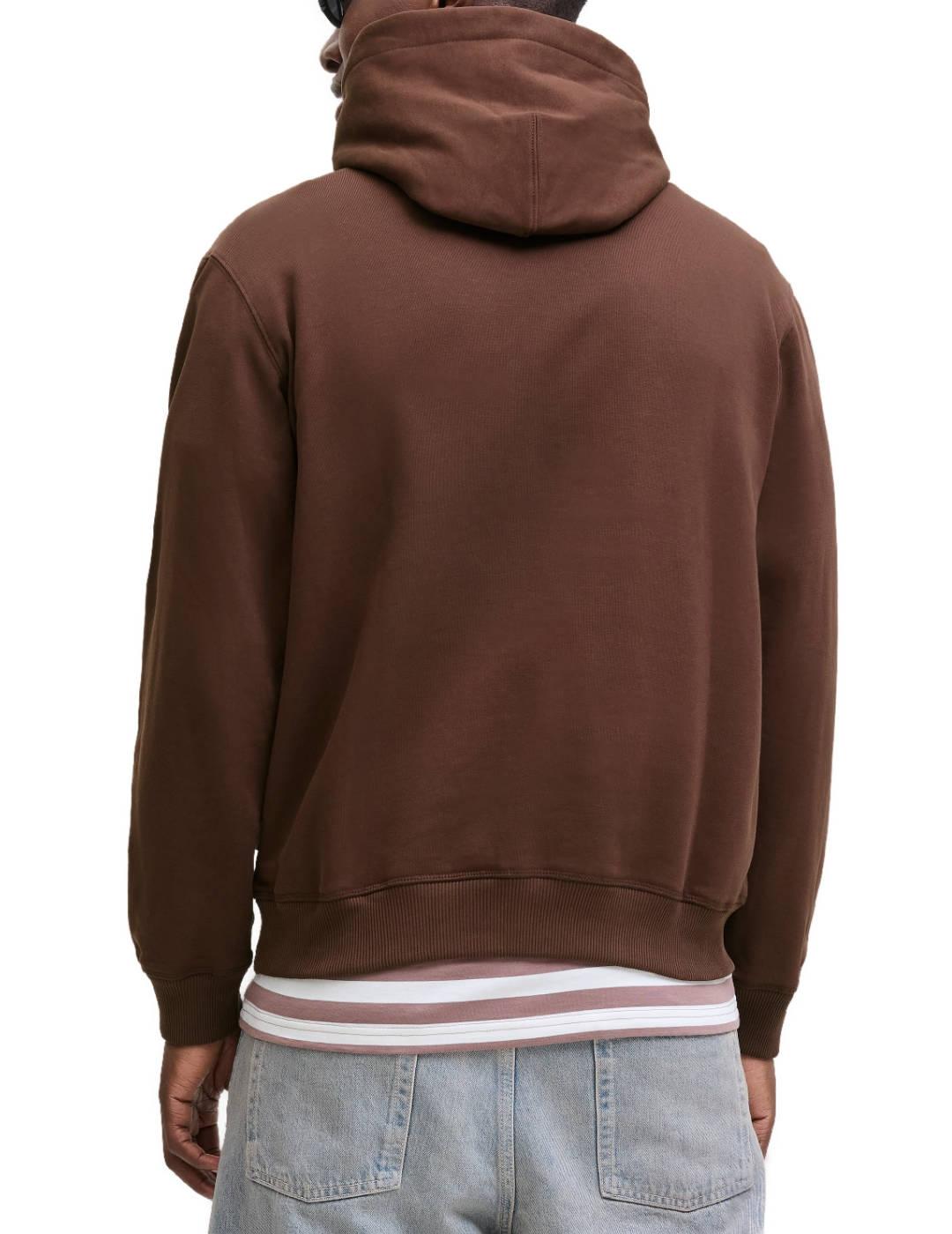 Sudadera Jack&Jones Norrebro marrón con capucha para hombre