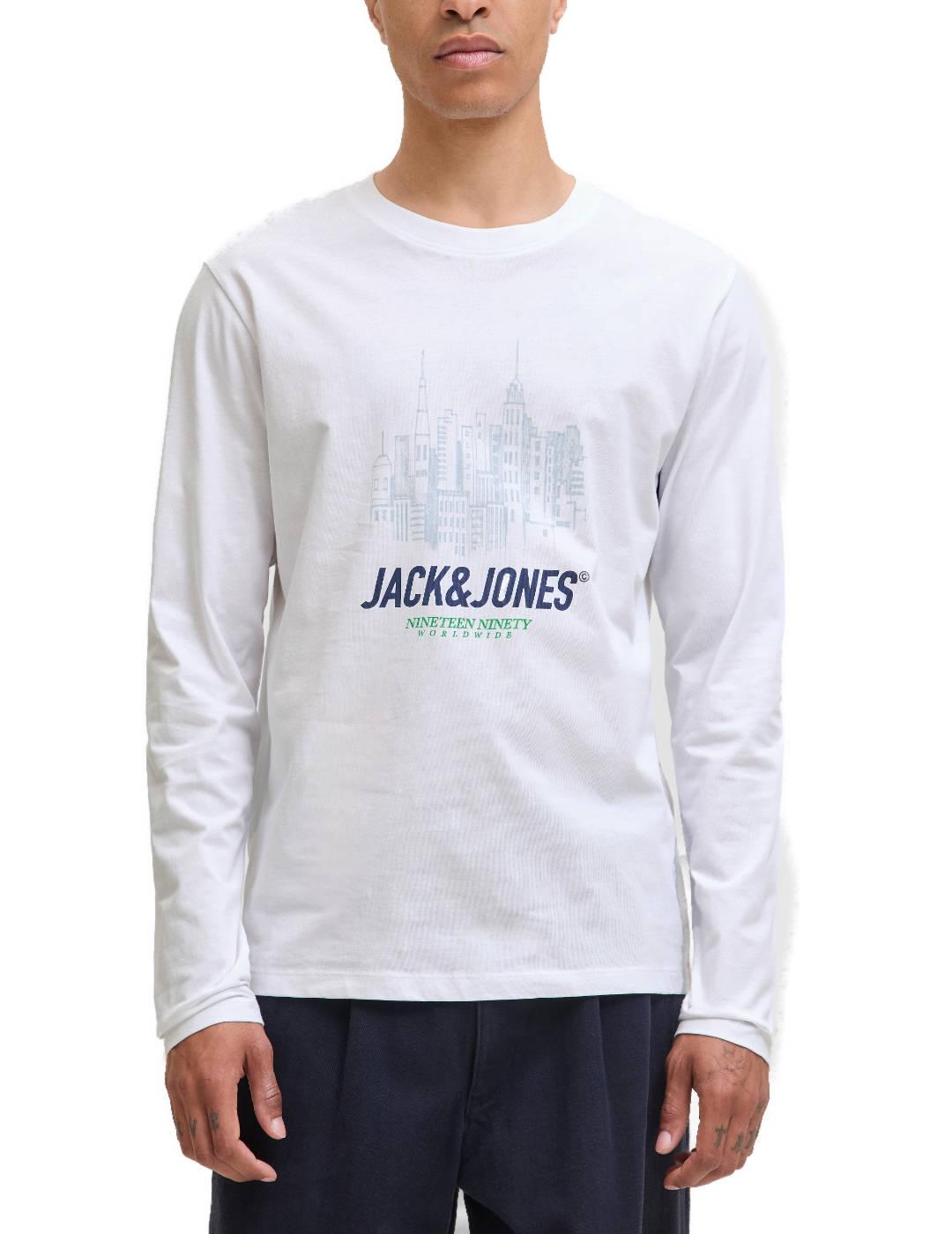 Camiseta Jack&Jones York blanco manga larga para hombre