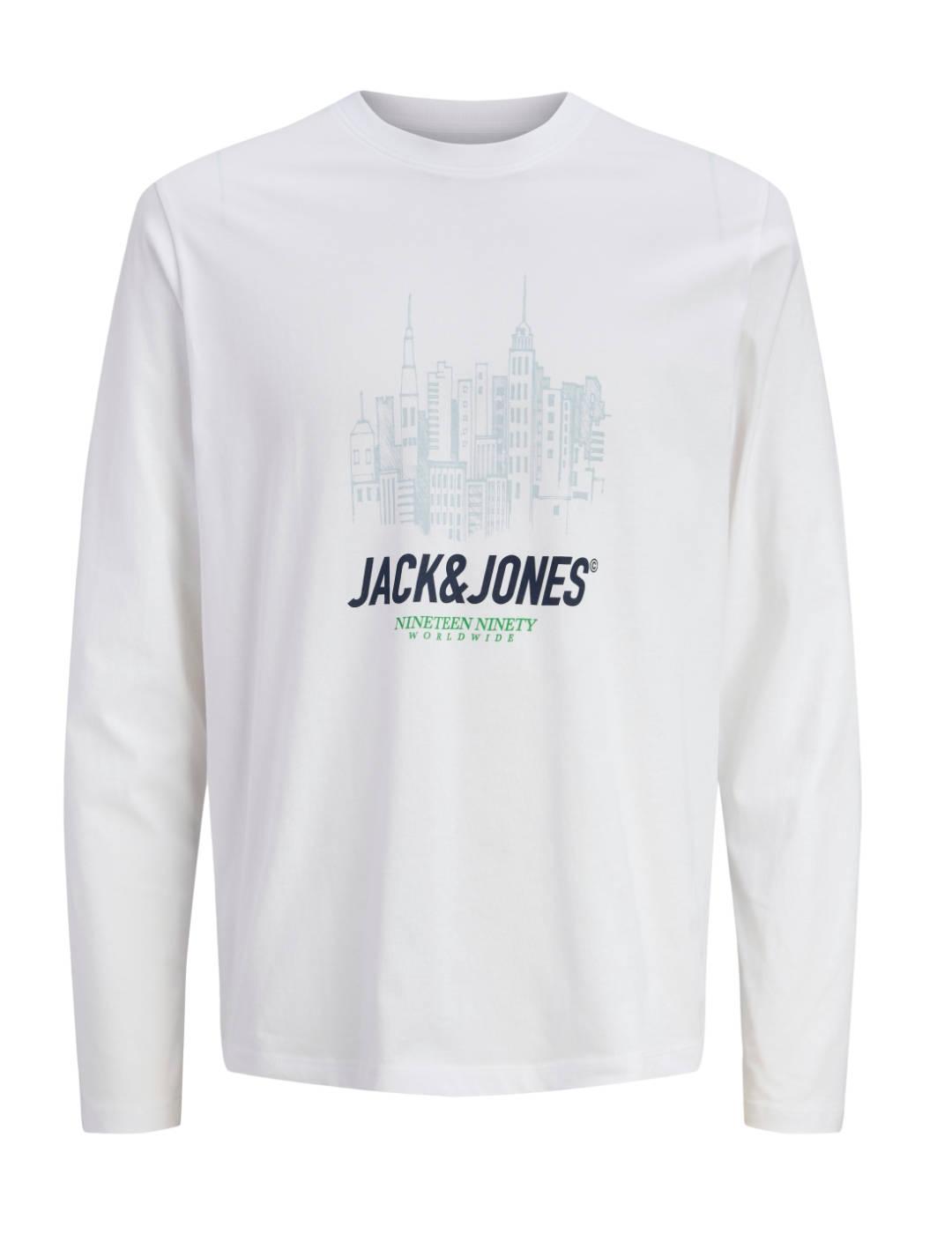Camiseta Jack&Jones York blanco manga larga para hombre