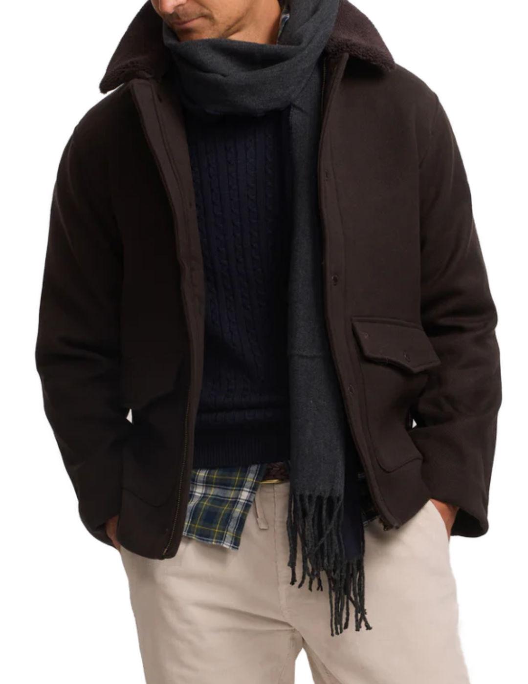 Cazadora Silbon Clásica marrón con lana para hombre