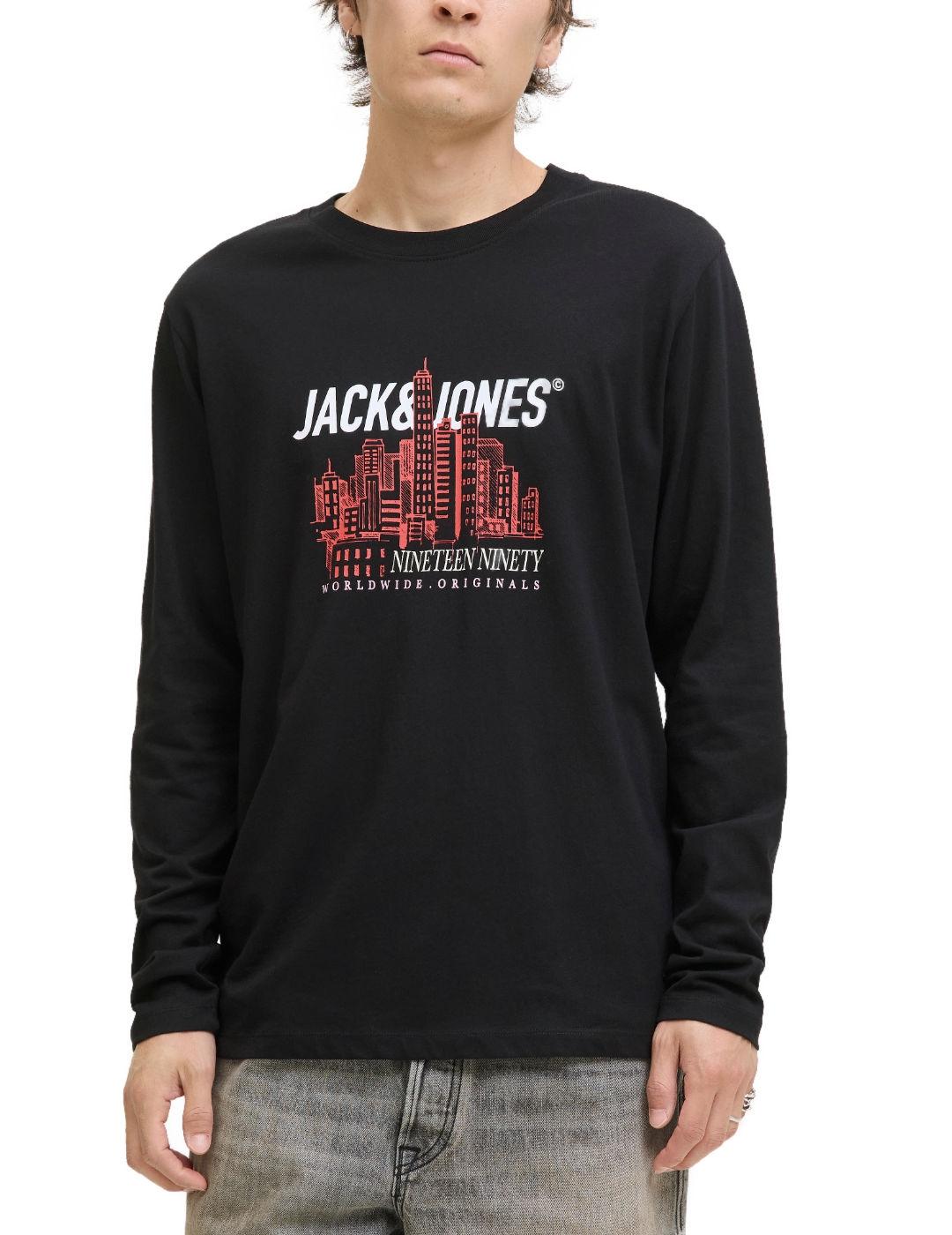 Camiseta Jack&Jones York negro manga larga para hombre