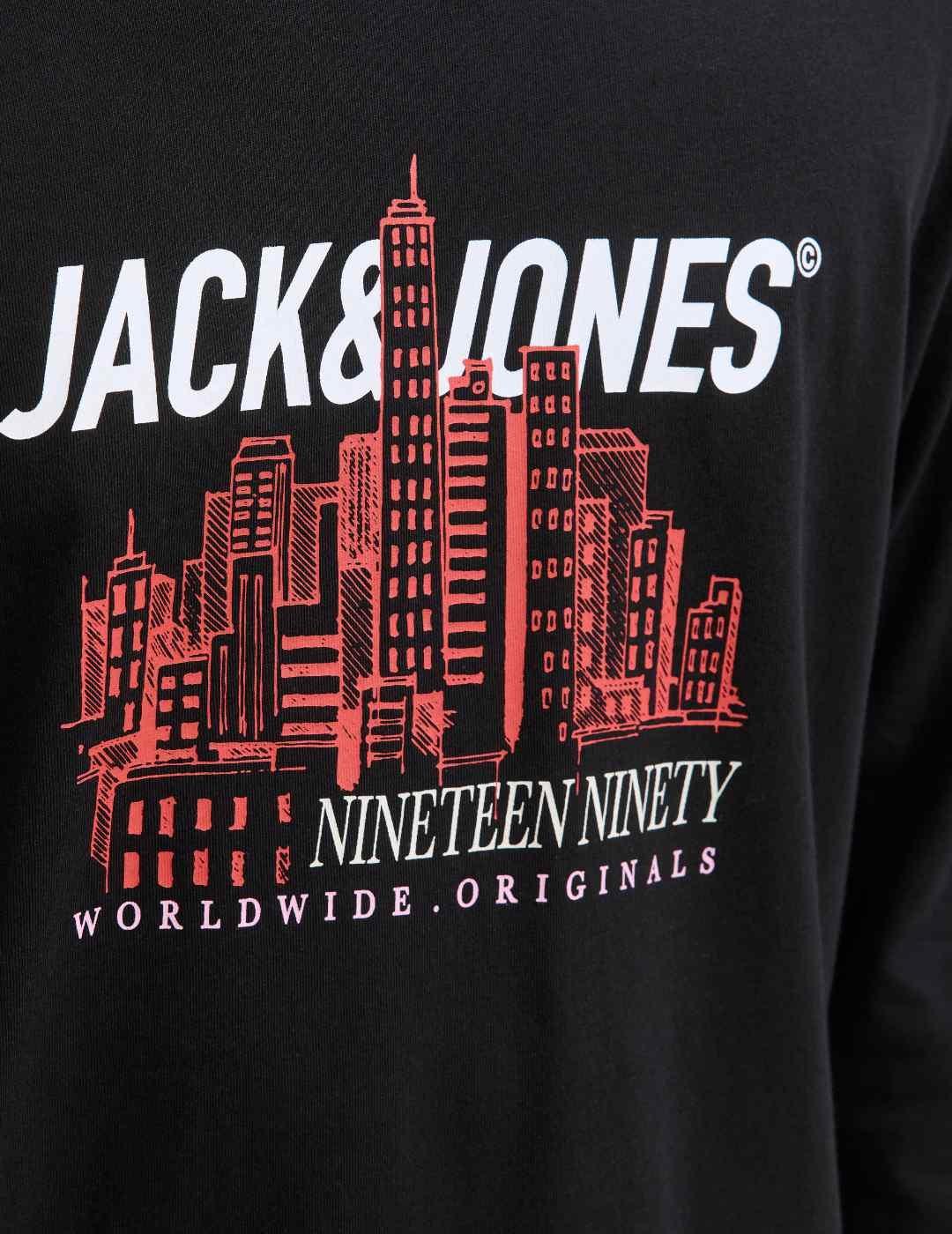 Camiseta Jack&Jones York negro manga larga para hombre