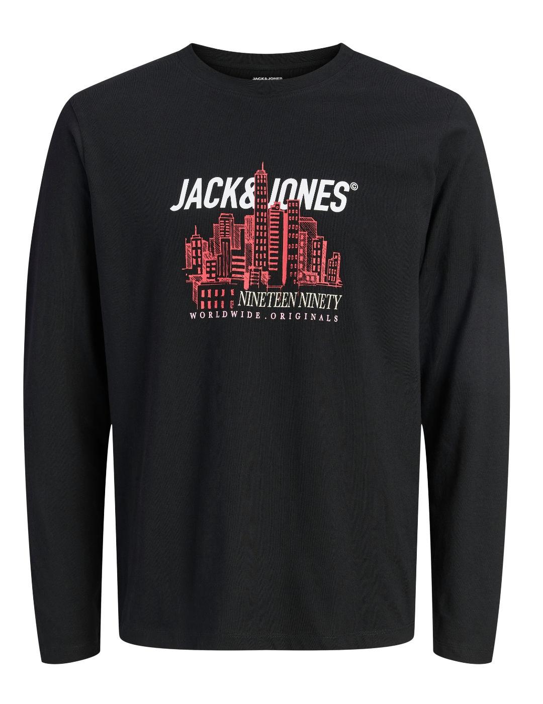 Camiseta Jack&Jones York negro manga larga para hombre
