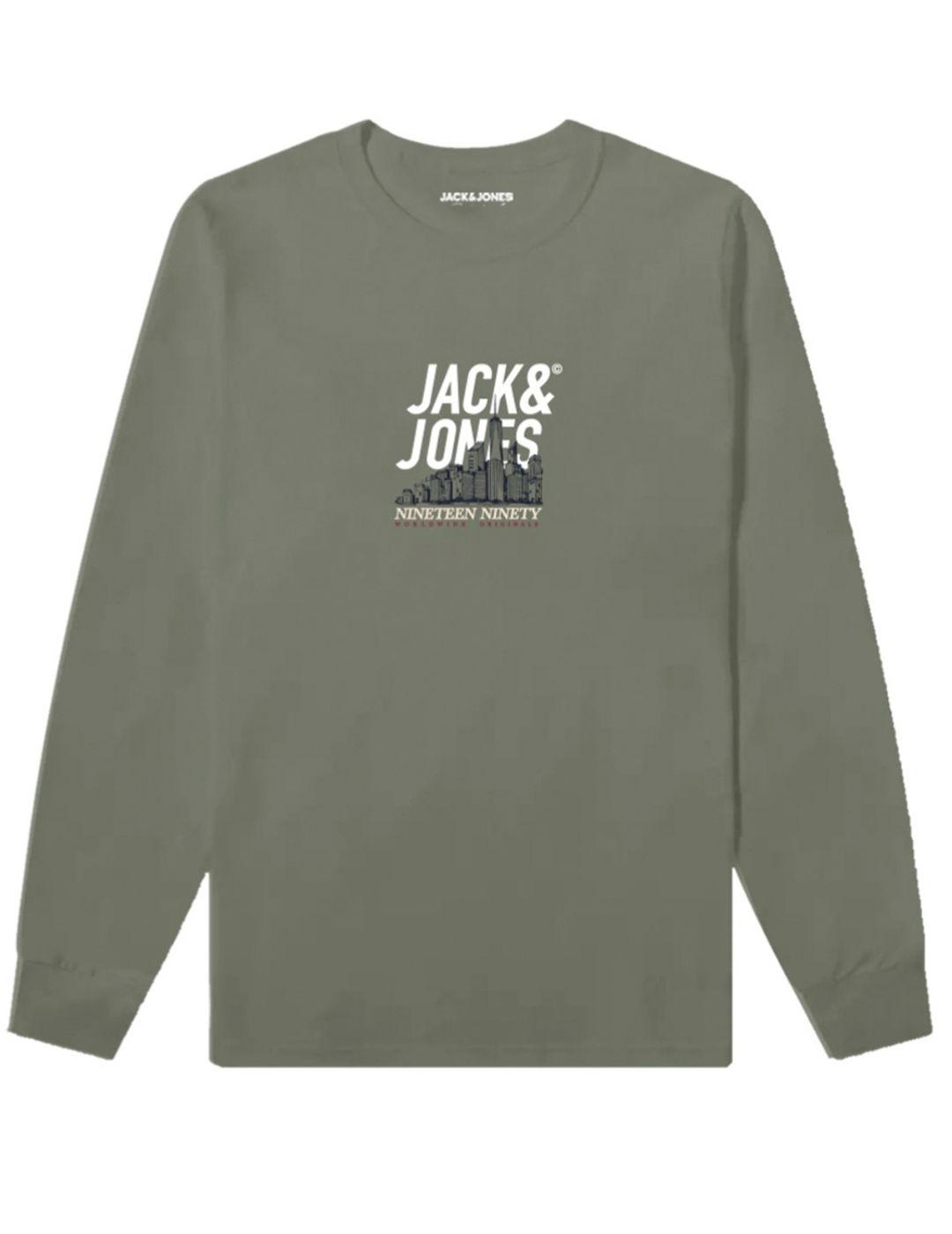 Camiseta Jack&Jones York verde manga larga para hombre