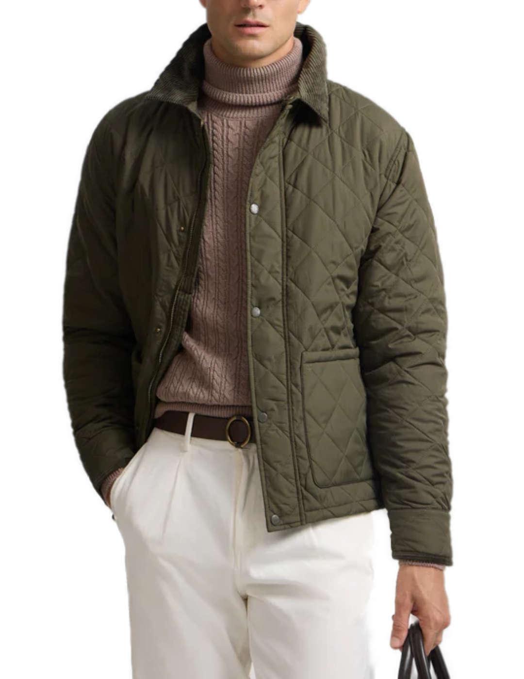 Chaqueta Silbon Clásica field verde con cremallera de hombre