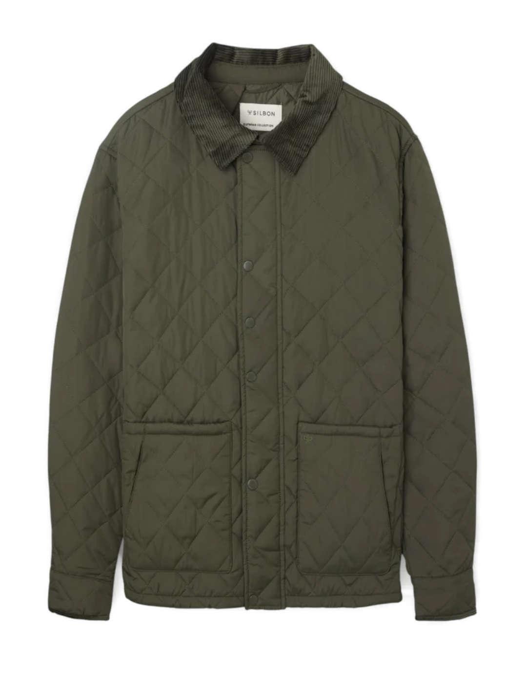 Chaqueta Silbon Clásica field verde con cremallera de hombre