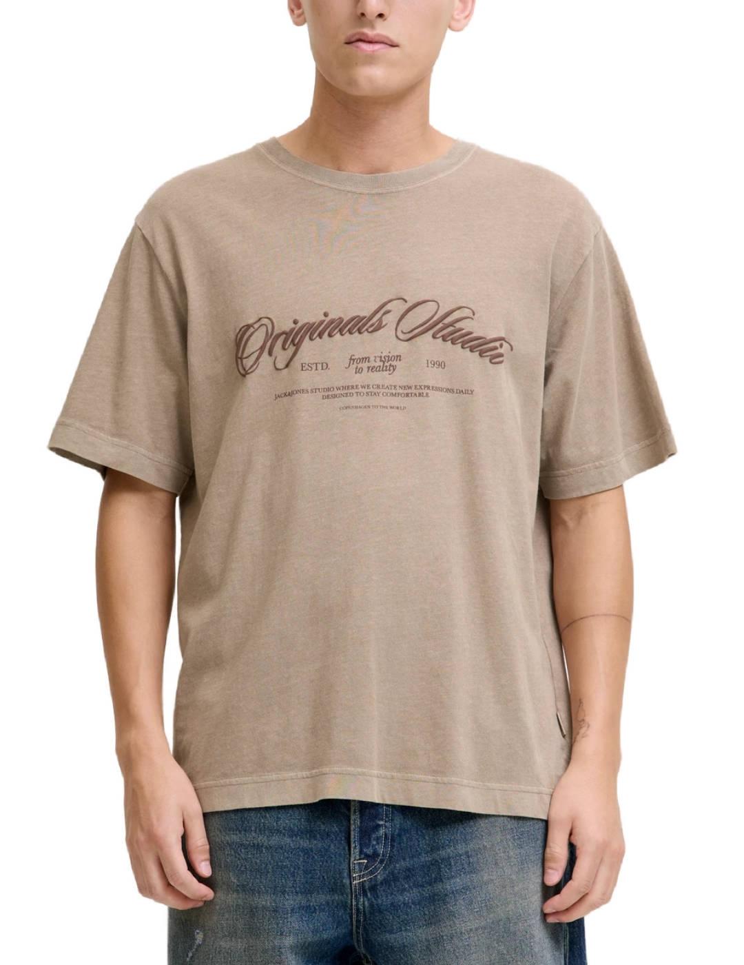 Camiseta Jack&Jones Rinwood beige manga corta para hombre