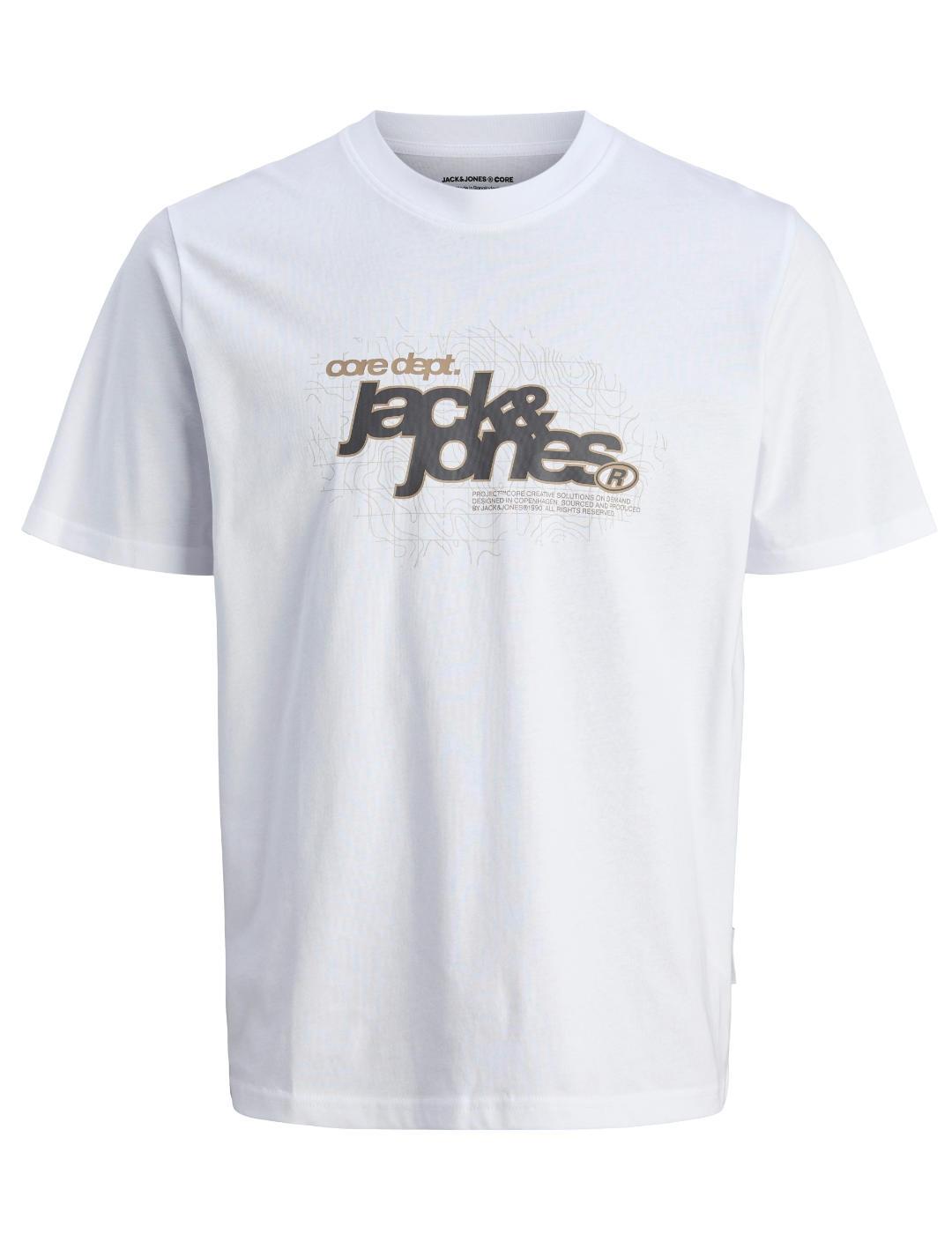 Camiseta Jack&Jones Cogrid blanco logo manga corta de hombre