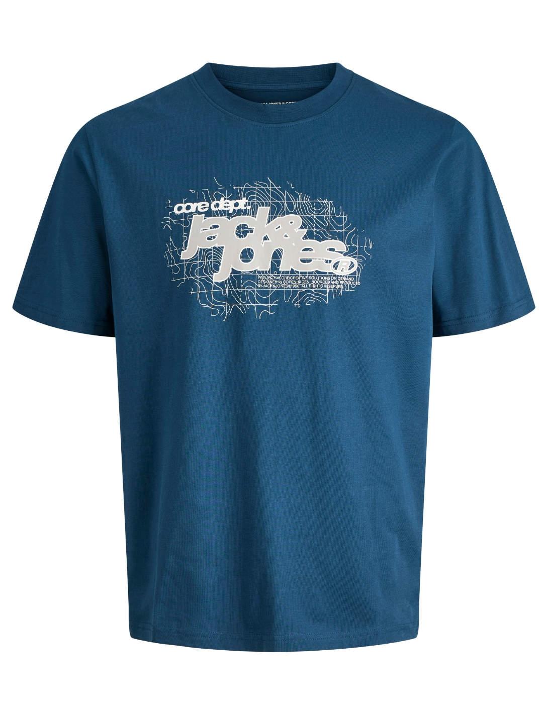Camiseta Jack&Jones Cogrid azul logo manga corta de hombre