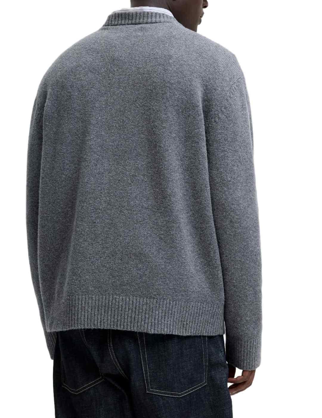 Jersey Jack & Jones Norrebro gris punto grueso de hombre