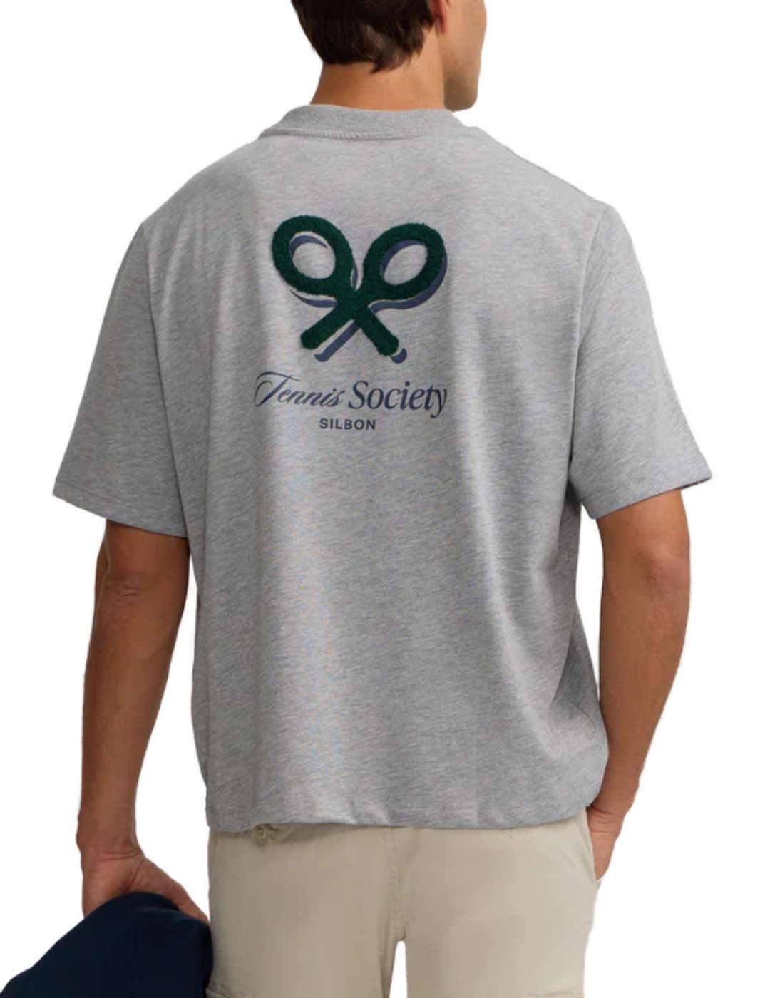 Camiseta Silbon Tennis society gris logo espalda para hombre