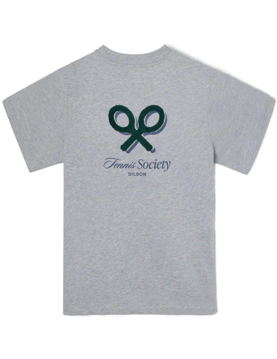 Camiseta Silbon Tennis society gris logo espalda para hombre