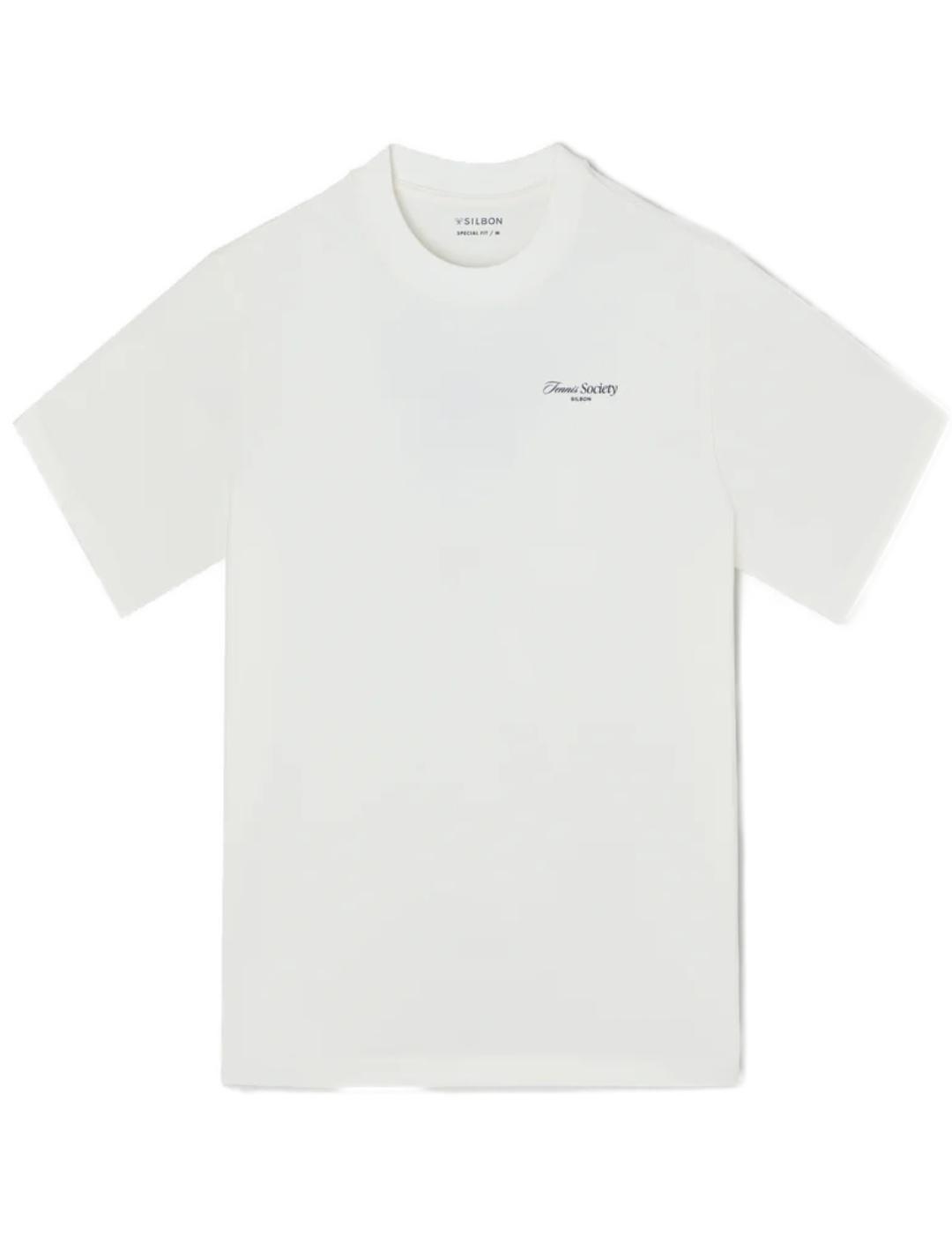 Camiseta Silbon Tennis society blanca logo espalda de hombre