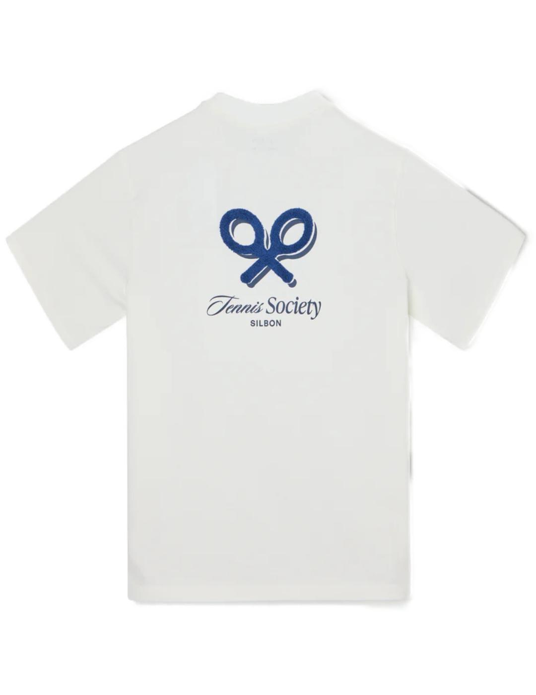 Camiseta Silbon Tennis society blanca logo espalda de hombre