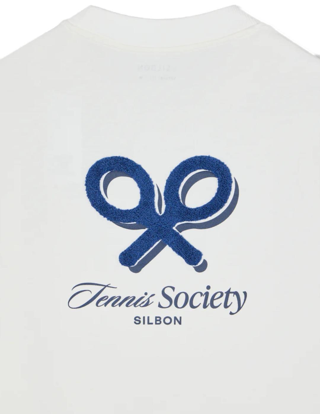 Camiseta Silbon Tennis society blanca logo espalda de hombre