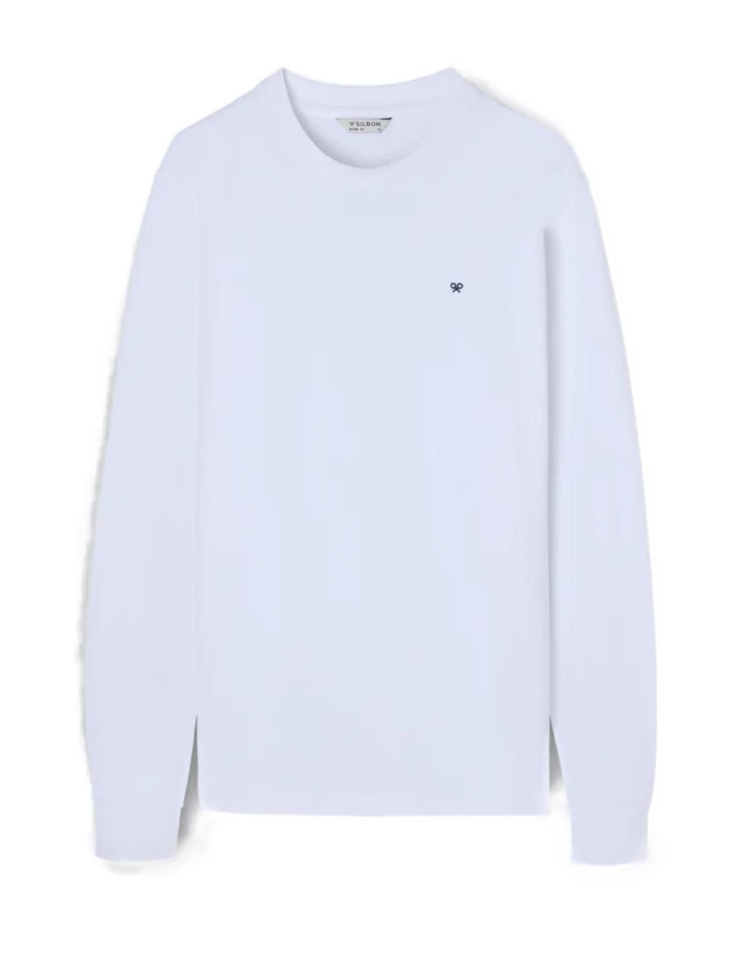 Camiseta Silbon minilogo blanca manga larga para hombre