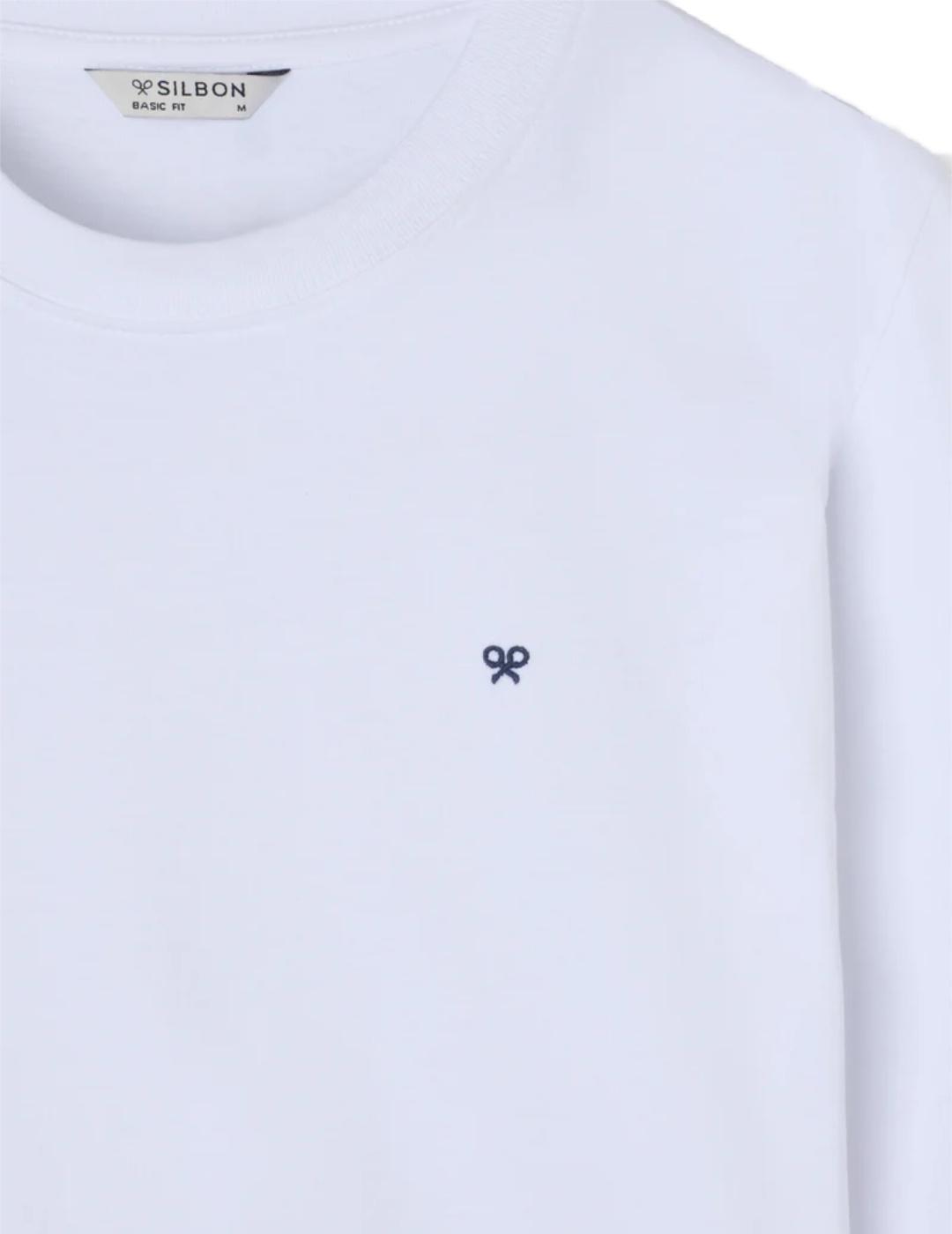 Camiseta Silbon minilogo blanca manga larga para hombre