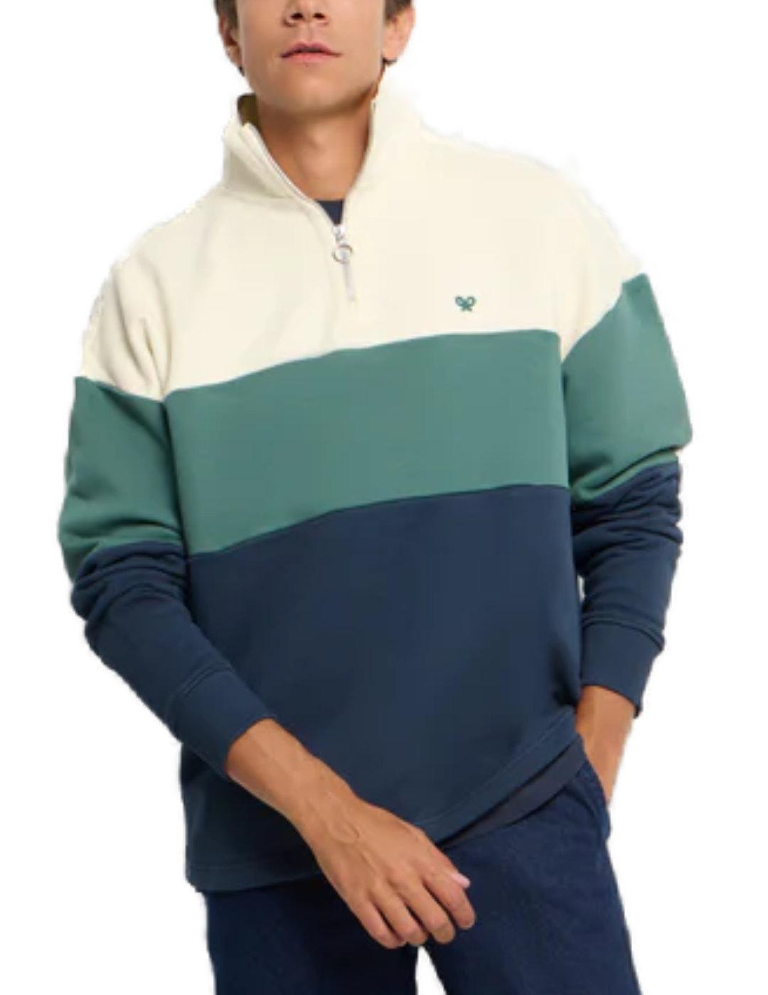 Sudadera Silbon tricolor relaxfit cremallera media  hombre