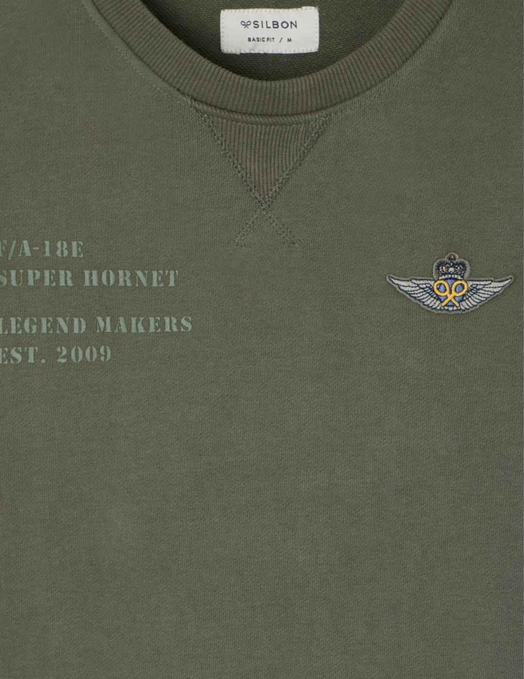 Sudadera Silbon Parches military verde parches para hombre