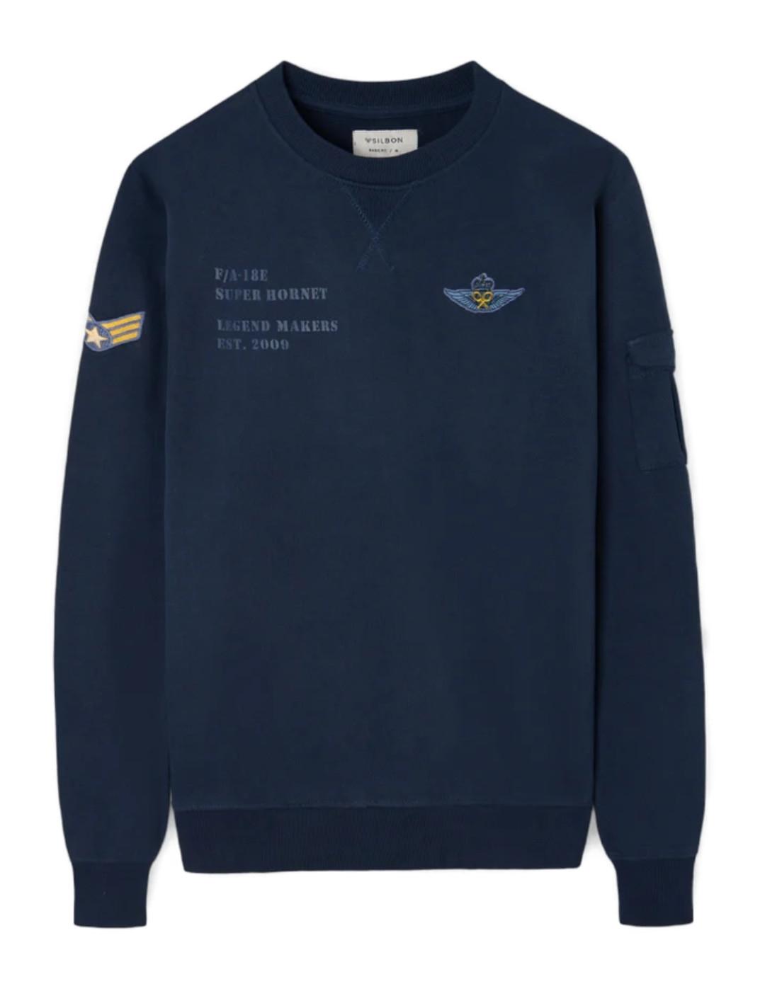 Sudadera Silbon Parches military marino parches para hombre