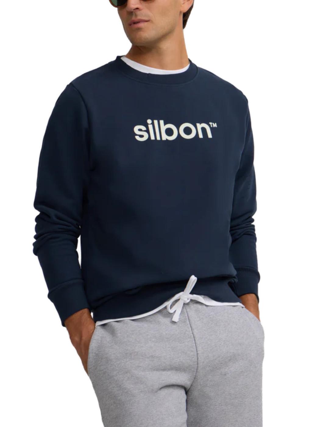 Sudadera Silbon athletic deportiva con print marino hombre